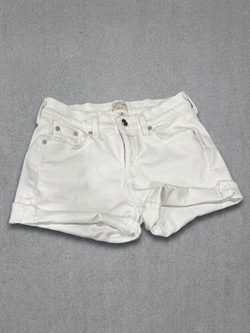 J.Crew White Denim Cuffed Shorts Size 25 Summer Casual Beach Preppy Coastal